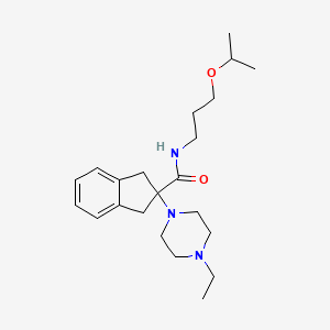 molecular formula C22H35N3O2 B4881930 2-(4-ethyl-1-piperazinyl)-N-(3-isopropoxypropyl)-2-indanecarboxamide 