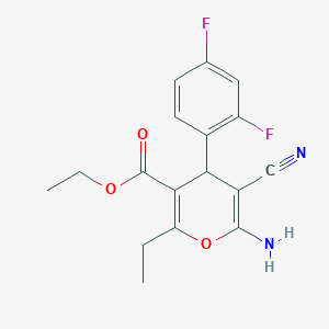 molecular formula C17H16F2N2O3 B4882015 ethyl 6-amino-5-cyano-4-(2,4-difluorophenyl)-2-ethyl-4H-pyran-3-carboxylate 