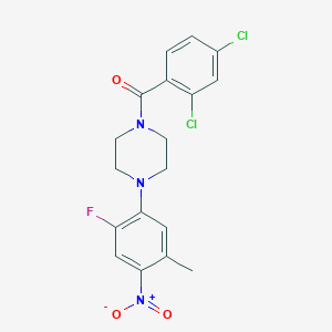 molecular formula C18H16Cl2FN3O3 B4882097 1-(2,4-dichlorobenzoyl)-4-(2-fluoro-5-methyl-4-nitrophenyl)piperazine 