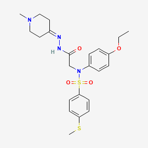 molecular formula C23H30N4O4S2 B4882209 N-(4-ethoxyphenyl)-N-{2-[2-(1-methyl-4-piperidinylidene)hydrazino]-2-oxoethyl}-4-(methylthio)benzenesulfonamide 