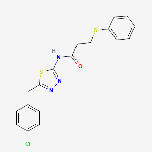 molecular formula C18H16ClN3OS2 B4882283 N-[5-(4-chlorobenzyl)-1,3,4-thiadiazol-2-yl]-3-(phenylthio)propanamide 