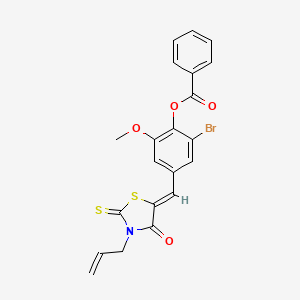 molecular formula C21H16BrNO4S2 B4882312 4-[(3-allyl-4-oxo-2-thioxo-1,3-thiazolidin-5-ylidene)methyl]-2-bromo-6-methoxyphenyl benzoate 