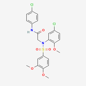molecular formula C23H22Cl2N2O6S B4882357 N~2~-(5-chloro-2-methoxyphenyl)-N~1~-(4-chlorophenyl)-N~2~-[(3,4-dimethoxyphenyl)sulfonyl]glycinamide 