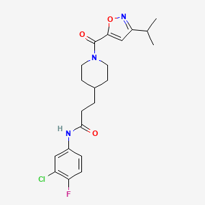 molecular formula C21H25ClFN3O3 B4882368 N-(3-chloro-4-fluorophenyl)-3-{1-[(3-isopropyl-5-isoxazolyl)carbonyl]-4-piperidinyl}propanamide 