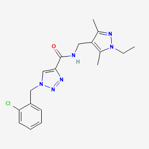 molecular formula C18H21ClN6O B4882383 1-(2-chlorobenzyl)-N-[(1-ethyl-3,5-dimethyl-1H-pyrazol-4-yl)methyl]-1H-1,2,3-triazole-4-carboxamide 