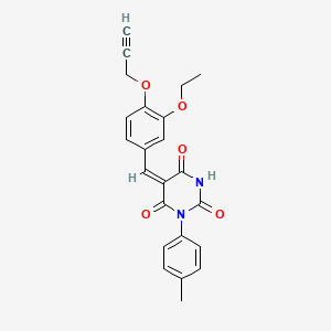 molecular formula C23H20N2O5 B4882400 5-[3-ethoxy-4-(2-propyn-1-yloxy)benzylidene]-1-(4-methylphenyl)-2,4,6(1H,3H,5H)-pyrimidinetrione 