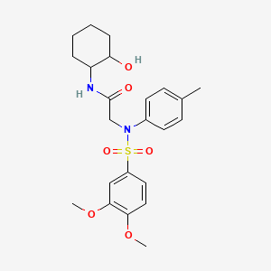 molecular formula C23H30N2O6S B4882434 N~2~-[(3,4-dimethoxyphenyl)sulfonyl]-N~1~-(2-hydroxycyclohexyl)-N~2~-(4-methylphenyl)glycinamide 
