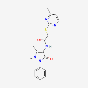 molecular formula C18H19N5O2S B4882537 N-(1,5-dimethyl-3-oxo-2-phenyl-2,3-dihydro-1H-pyrazol-4-yl)-2-[(4-methyl-2-pyrimidinyl)thio]acetamide 