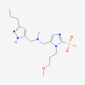 molecular formula C17H29N5O3S B4882555 1-[1-(3-methoxypropyl)-2-(methylsulfonyl)-1H-imidazol-5-yl]-N-methyl-N-[(5-propyl-1H-pyrazol-3-yl)methyl]methanamine 