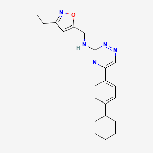 molecular formula C21H25N5O B4882563 5-(4-cyclohexylphenyl)-N-[(3-ethyl-5-isoxazolyl)methyl]-1,2,4-triazin-3-amine 