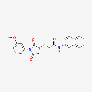 molecular formula C23H20N2O4S B4882569 2-{[1-(3-methoxyphenyl)-2,5-dioxo-3-pyrrolidinyl]thio}-N-2-naphthylacetamide 
