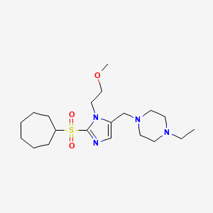 molecular formula C20H36N4O3S B4882646 1-{[2-(cycloheptylsulfonyl)-1-(2-methoxyethyl)-1H-imidazol-5-yl]methyl}-4-ethylpiperazine 