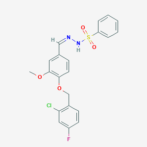 molecular formula C21H18ClFN2O4S B4882669 N'-{4-[(2-chloro-4-fluorobenzyl)oxy]-3-methoxybenzylidene}benzenesulfonohydrazide 