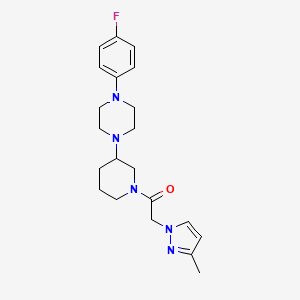 molecular formula C21H28FN5O B4882709 1-(4-fluorophenyl)-4-{1-[(3-methyl-1H-pyrazol-1-yl)acetyl]-3-piperidinyl}piperazine 