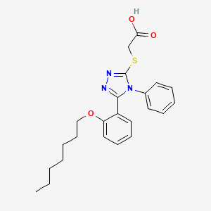 molecular formula C23H27N3O3S B4882786 ({5-[2-(heptyloxy)phenyl]-4-phenyl-4H-1,2,4-triazol-3-yl}thio)acetic acid 