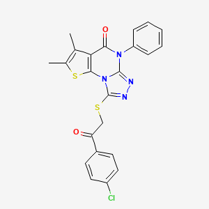 molecular formula C23H17ClN4O2S2 B4882806 8-{[2-(4-chlorophenyl)-2-oxoethyl]thio}-2,3-dimethyl-5-phenylthieno[3,2-e][1,2,4]triazolo[4,3-a]pyrimidin-4(5H)-one 
