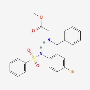 molecular formula C22H21BrN2O4S B4882905 methyl N-[{5-bromo-2-[(phenylsulfonyl)amino]phenyl}(phenyl)methyl]glycinate CAS No. 5876-81-3