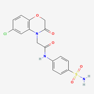 molecular formula C16H14ClN3O5S B4882938 N-[4-(aminosulfonyl)phenyl]-2-(6-chloro-3-oxo-2,3-dihydro-4H-1,4-benzoxazin-4-yl)acetamide 