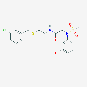 molecular formula C19H23ClN2O4S2 B4882963 N~1~-{2-[(3-chlorobenzyl)thio]ethyl}-N~2~-(3-methoxyphenyl)-N~2~-(methylsulfonyl)glycinamide 