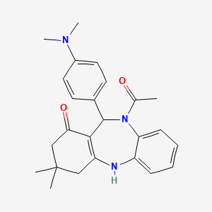 molecular formula C25H29N3O2 B4882982 10-acetyl-11-[4-(dimethylamino)phenyl]-3,3-dimethyl-2,3,4,5,10,11-hexahydro-1H-dibenzo[b,e][1,4]diazepin-1-one 