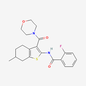 molecular formula C21H23FN2O3S B4882996 2-fluoro-N-[6-methyl-3-(4-morpholinylcarbonyl)-4,5,6,7-tetrahydro-1-benzothien-2-yl]benzamide 