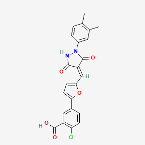 molecular formula C23H17ClN2O5 B4882999 2-chloro-5-(5-{[1-(3,4-dimethylphenyl)-3,5-dioxo-4-pyrazolidinylidene]methyl}-2-furyl)benzoic acid 