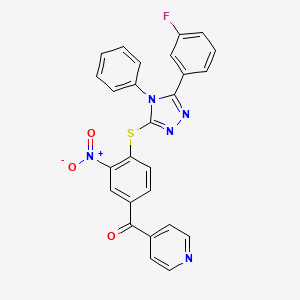 (4-{[5-(3-fluorophenyl)-4-phenyl-4H-1,2,4-triazol-3-yl]thio}-3-nitrophenyl)(4-pyridinyl)methanone