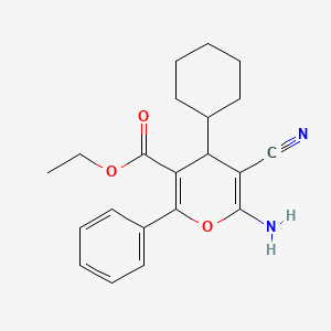 molecular formula C21H24N2O3 B4883064 ethyl 6-amino-5-cyano-4-cyclohexyl-2-phenyl-4H-pyran-3-carboxylate 