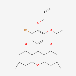 molecular formula C28H33BrO5 B4883087 9-[4-(allyloxy)-3-bromo-5-ethoxyphenyl]-3,3,6,6-tetramethyl-3,4,5,6,7,9-hexahydro-1H-xanthene-1,8(2H)-dione 