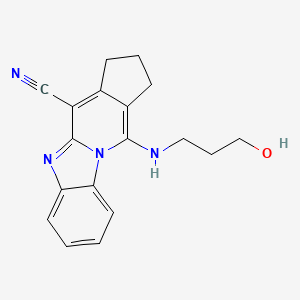 11-[(3-hydroxypropyl)amino]-2,3-dihydro-1H-cyclopenta[4,5]pyrido[1,2-a]benzimidazole-4-carbonitrile