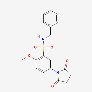 molecular formula C18H18N2O5S B4883177 N-benzyl-5-(2,5-dioxo-1-pyrrolidinyl)-2-methoxybenzenesulfonamide 