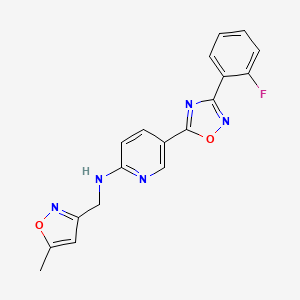 molecular formula C18H14FN5O2 B4883219 5-[3-(2-fluorophenyl)-1,2,4-oxadiazol-5-yl]-N-[(5-methyl-3-isoxazolyl)methyl]-2-pyridinamine 