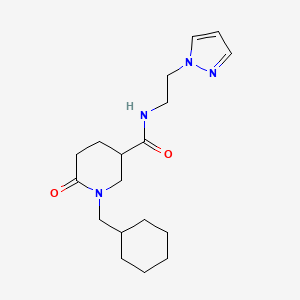 molecular formula C18H28N4O2 B4883223 1-(cyclohexylmethyl)-6-oxo-N-[2-(1H-pyrazol-1-yl)ethyl]-3-piperidinecarboxamide 
