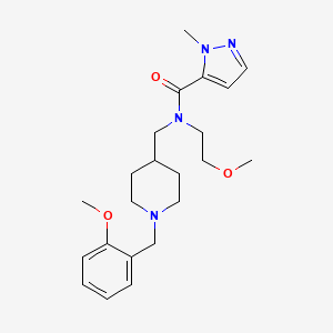 molecular formula C22H32N4O3 B4883238 N-{[1-(2-methoxybenzyl)-4-piperidinyl]methyl}-N-(2-methoxyethyl)-1-methyl-1H-pyrazole-5-carboxamide 