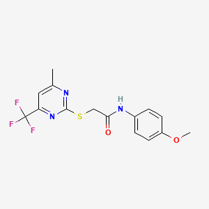 molecular formula C15H14F3N3O2S B4883275 N-(4-methoxyphenyl)-2-{[4-methyl-6-(trifluoromethyl)-2-pyrimidinyl]thio}acetamide 