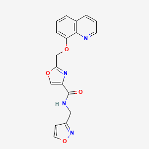 molecular formula C18H14N4O4 B4883307 N-(3-isoxazolylmethyl)-2-[(8-quinolinyloxy)methyl]-1,3-oxazole-4-carboxamide 