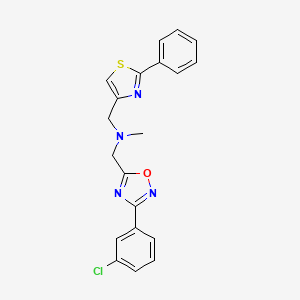 molecular formula C20H17ClN4OS B4883342 1-[3-(3-chlorophenyl)-1,2,4-oxadiazol-5-yl]-N-methyl-N-[(2-phenyl-1,3-thiazol-4-yl)methyl]methanamine 