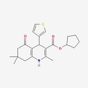 molecular formula C22H27NO3S B4883361 cyclopentyl 2,7,7-trimethyl-5-oxo-4-(3-thienyl)-1,4,5,6,7,8-hexahydro-3-quinolinecarboxylate 
