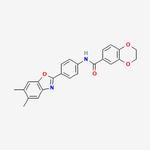 N-[4-(5,6-dimethyl-1,3-benzoxazol-2-yl)phenyl]-2,3-dihydro-1,4-benzodioxine-6-carboxamide