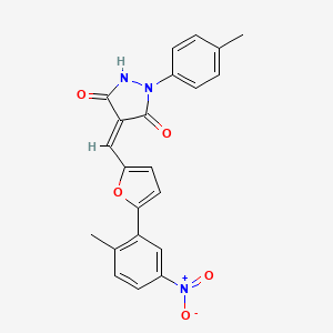 molecular formula C22H17N3O5 B4883415 4-{[5-(2-methyl-5-nitrophenyl)-2-furyl]methylene}-1-(4-methylphenyl)-3,5-pyrazolidinedione 
