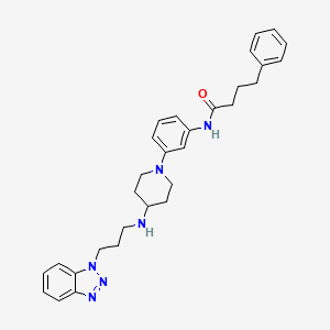 molecular formula C30H36N6O B4883421 N-[3-(4-{[3-(1H-1,2,3-benzotriazol-1-yl)propyl]amino}-1-piperidinyl)phenyl]-4-phenylbutanamide 