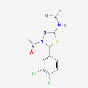 molecular formula C12H11Cl2N3O2S B4883440 N-[4-acetyl-5-(3,4-dichlorophenyl)-4,5-dihydro-1,3,4-thiadiazol-2-yl]acetamide 