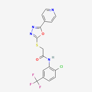molecular formula C16H10ClF3N4O2S B4883442 N-[2-chloro-5-(trifluoromethyl)phenyl]-2-{[5-(4-pyridinyl)-1,3,4-oxadiazol-2-yl]thio}acetamide 