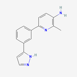 molecular formula C15H14N4 B4883514 2-methyl-6-[3-(1H-pyrazol-3-yl)phenyl]-3-pyridinamine trifluoroacetate 