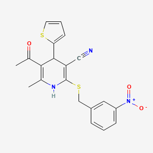 molecular formula C20H17N3O3S2 B4883536 5-acetyl-6-methyl-2-[(3-nitrobenzyl)thio]-4-(2-thienyl)-1,4-dihydro-3-pyridinecarbonitrile 