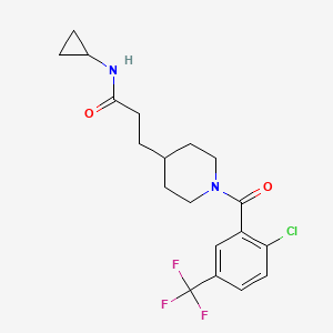 molecular formula C19H22ClF3N2O2 B4883698 3-{1-[2-chloro-5-(trifluoromethyl)benzoyl]-4-piperidinyl}-N-cyclopropylpropanamide 