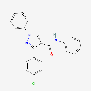 molecular formula C22H16ClN3O B4883700 3-(4-chlorophenyl)-N,1-diphenyl-1H-pyrazole-4-carboxamide 