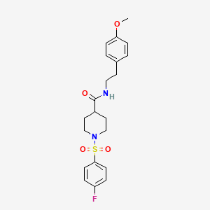 molecular formula C21H25FN2O4S B4883785 1-[(4-fluorophenyl)sulfonyl]-N-[2-(4-methoxyphenyl)ethyl]-4-piperidinecarboxamide 