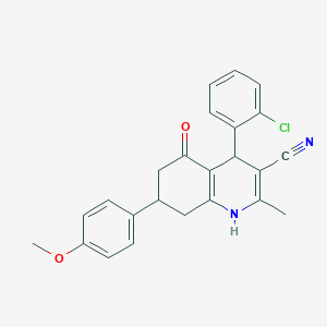 molecular formula C24H21ClN2O2 B4883805 4-(2-chlorophenyl)-7-(4-methoxyphenyl)-2-methyl-5-oxo-1,4,5,6,7,8-hexahydro-3-quinolinecarbonitrile 
