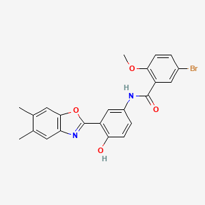 5-bromo-N-[3-(5,6-dimethyl-1,3-benzoxazol-2-yl)-4-hydroxyphenyl]-2-methoxybenzamide